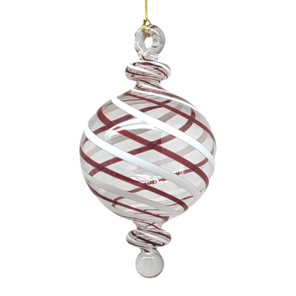 Peppermint Striped Ball Glass Ornament