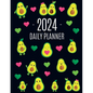 Avocado Daily Planner 2024: Funny & Healthy Fruit Organizer: January-December (12 Months) Cute Green Berry Year Scheduler with Pretty Pink Hearts - Paperback