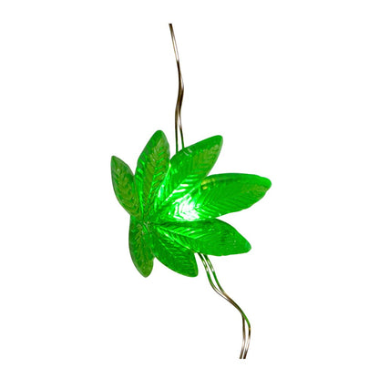 84-Light Green Micro LED Cannabis Leaf Curtain Light