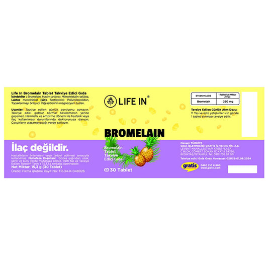 Life In Bromealin - Bromelain Supplement for Digestive Health, 30 Tablets