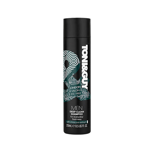 Toni & Guy Men Deep Clean Shampoo 250ml - Effective Men's Hair Cleanser for Oily Hair, Deep Clean Shampoo for Men