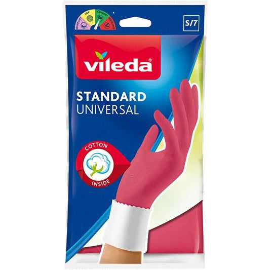 Vileda Natural Latex Cleaning Gloves with Cotton Lining - Durable, Comfortable, and Eco-Friendly - S/M/L Sizes