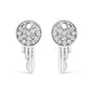 Natural Diamond Key Motif Charm Stud Earrings in Sterling Silver – 1/6 Cttw