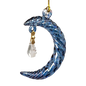 Small Crescent Moon Glass Ornament - Blue