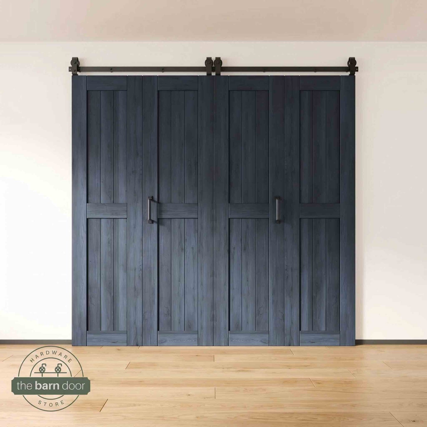 4-Door Bifold Barn Door Kit | Black Hardware