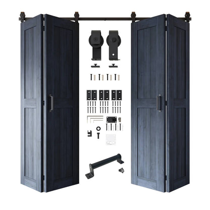 4-Door Bifold Barn Door Kit | Black Hardware