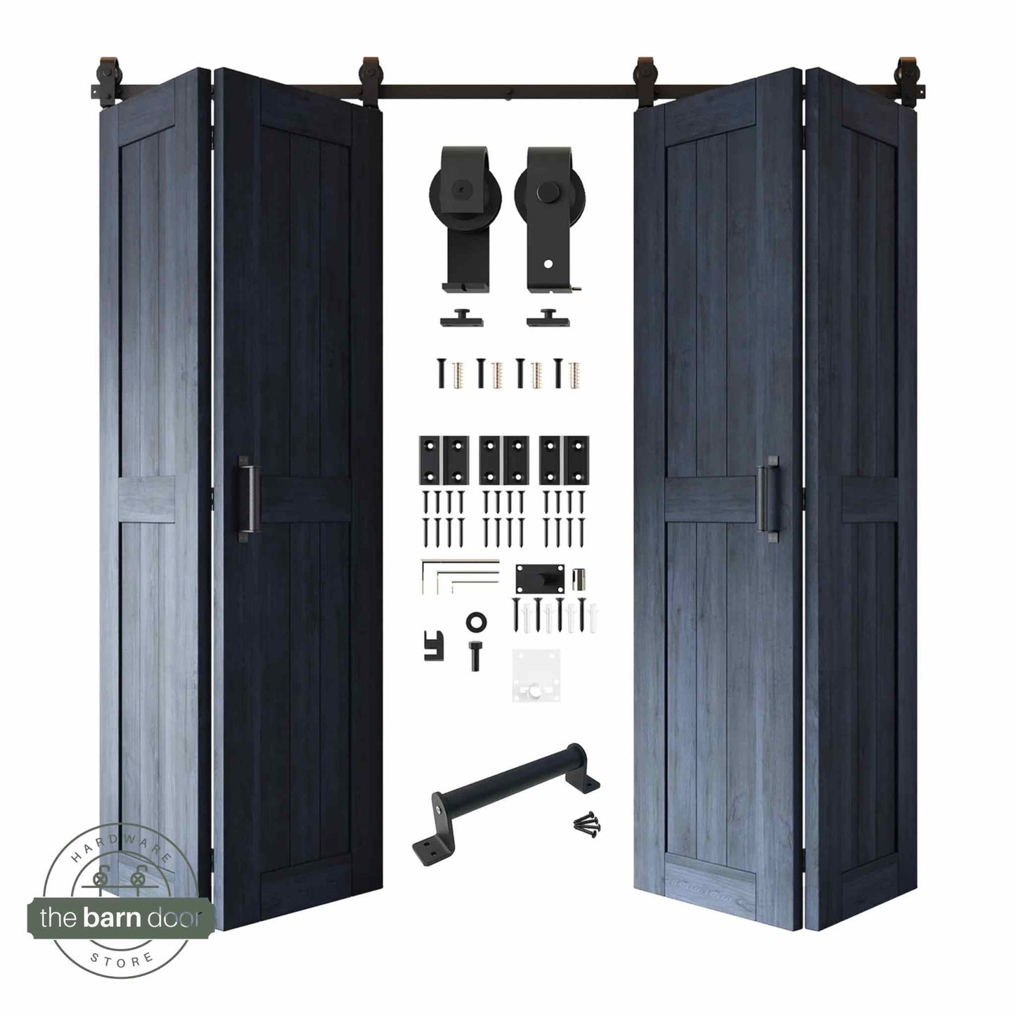 4-Door Bifold Barn Door Kit | Black Hardware