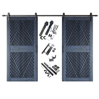 Diamond Pattern Double Door Barn Door Kit | Black Barn Door Hardware