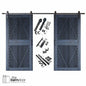 Diamond Pattern Double Door Barn Door Kit | Black Barn Door Hardware