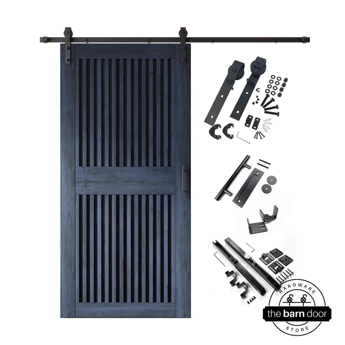 Vertical Slat Barn Door Kit | Black Hardware