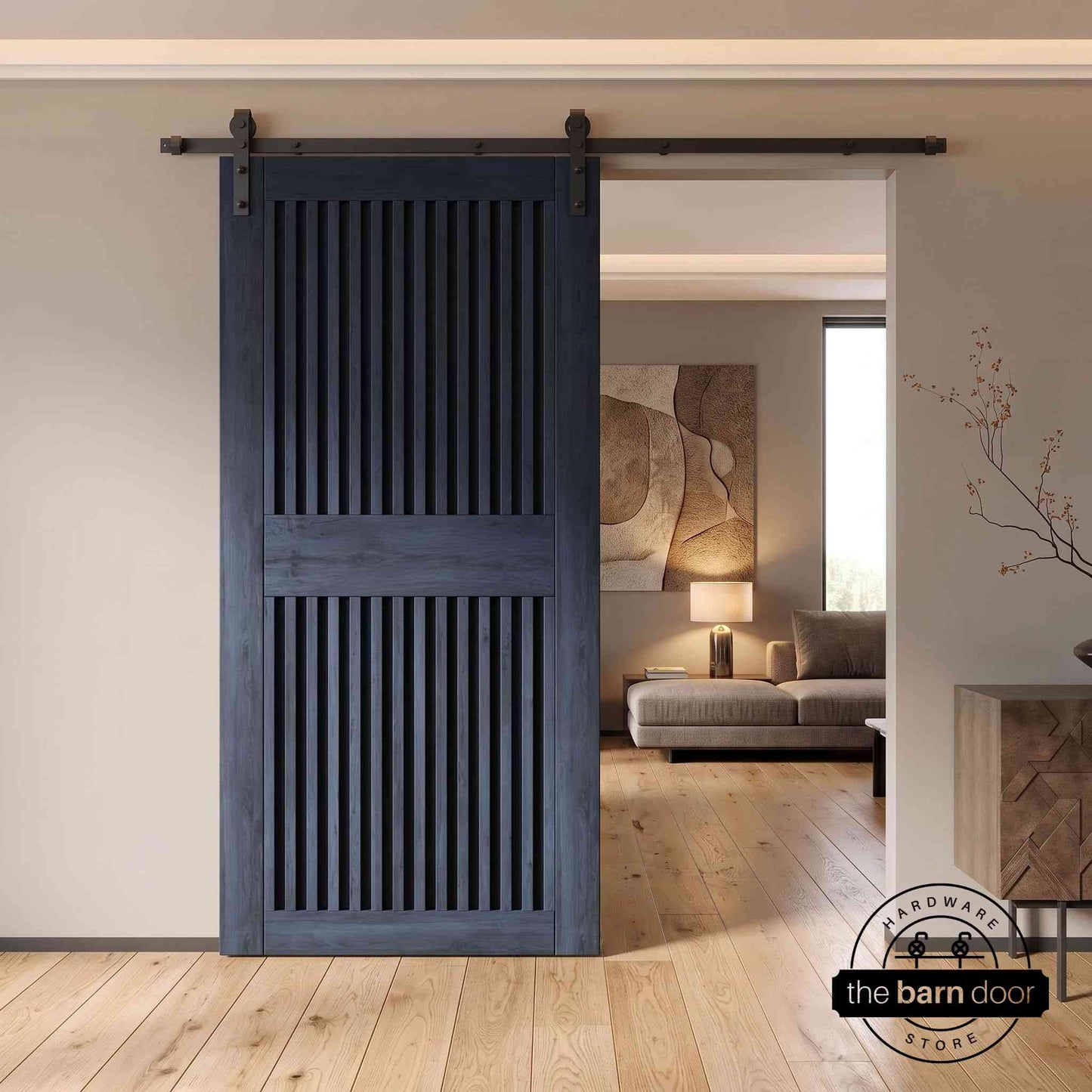 Vertical Slat Barn Door Kit | Black Hardware
