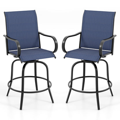 2 Pieces 360 Rotating Bar Stool Set with Armrests for Patio