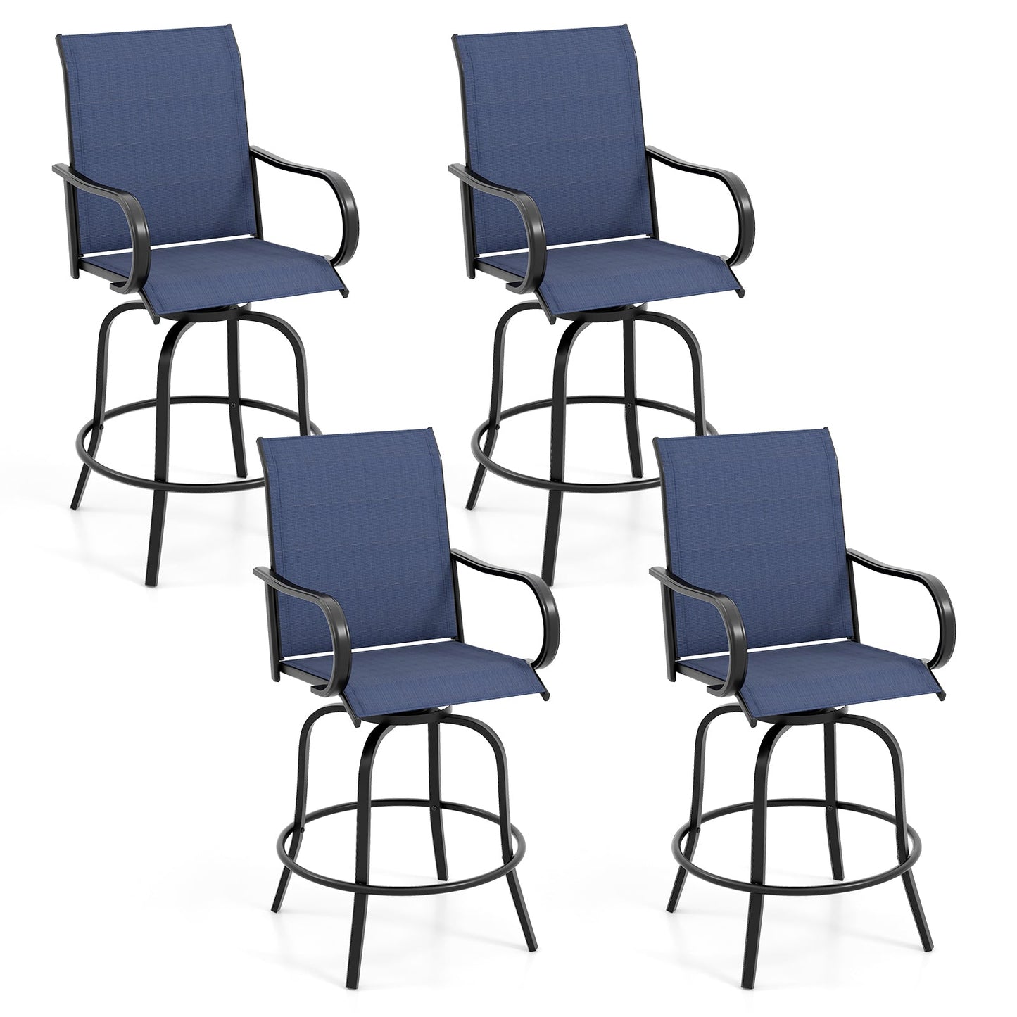 2 Pieces 360 Rotating Bar Stool Set with Armrests for Patio