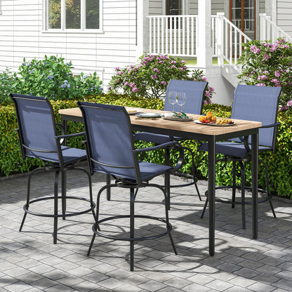 2 Pieces 360 Rotating Bar Stool Set with Armrests for Patio