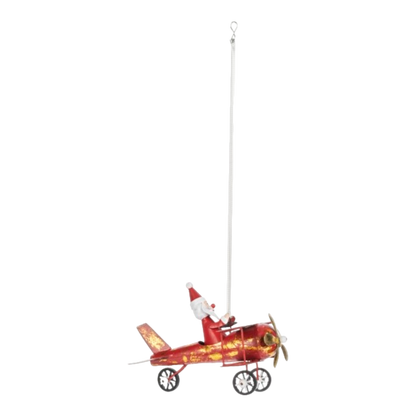 Springy Santa Bi-plane Ornament