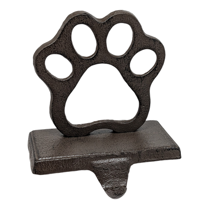 Cast Iron Paw Print Stocking Holder - Charcoal