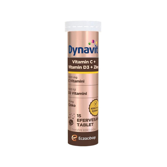 Dynavit Vitamin C + D + Zinc Effervescent Tablets - Immune System Support Supplement
