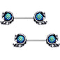 Green Mermaid Scale Daring Dragon Barbell Nipple Ring Set