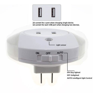 Night Light With 2 USB Ports