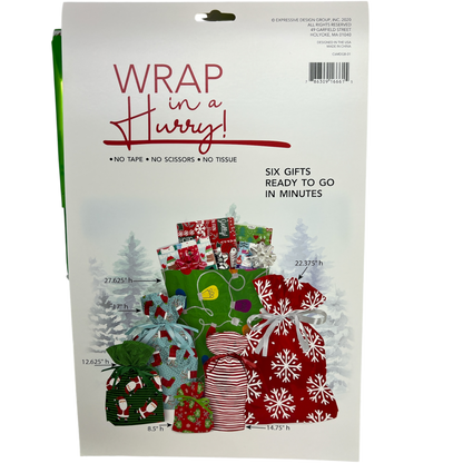 Wrap In A Hurry Pull String Gift Bag 6 piece Festive Assortment
