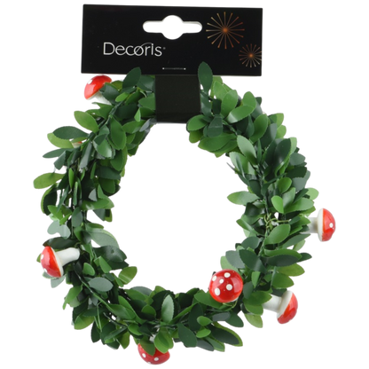 Whimsical Holly Garland - Mushroom Accents