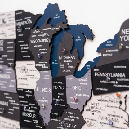 Wooden 3d Map of USA - Nordik