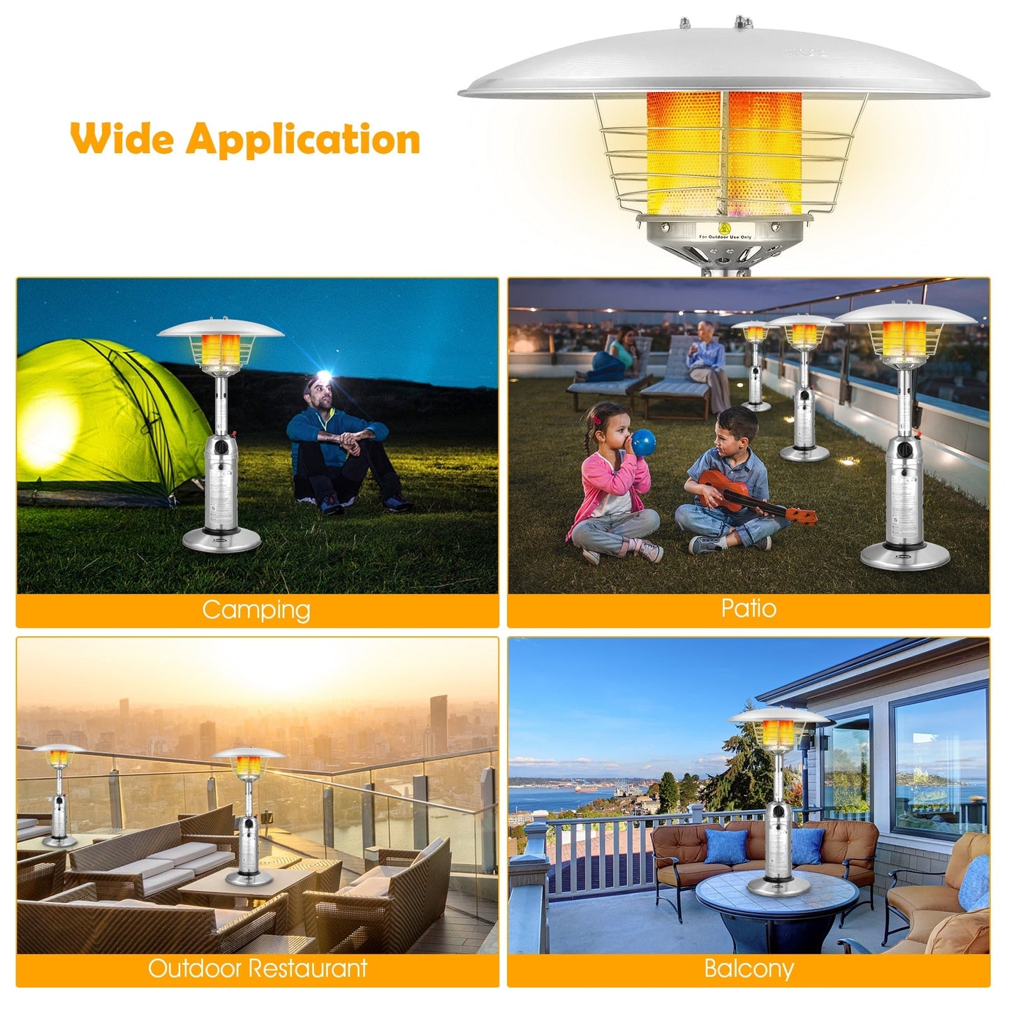11 000 BTU Portable Tabletop Propane Patio Standing Heater