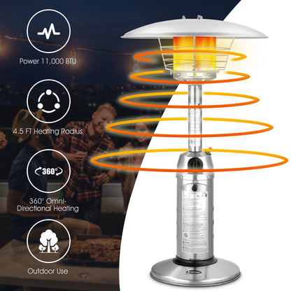 11 000 BTU Portable Tabletop Propane Patio Standing Heater