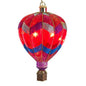 Glass USB powered LED Hot Air Balloon Ornament - Red Zigzag