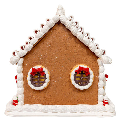 Lighted Gingerbread House With Ribbon Candy Roof - 9 Inch