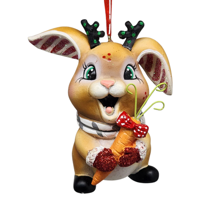Jolly Bunny Ornament - Approximately 4 Inches