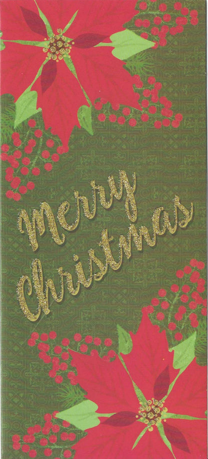 Christmas Money Card Holder - Wreath/Poinsettia