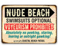 Nude Beach Swimsuits Optional - Metal Sign