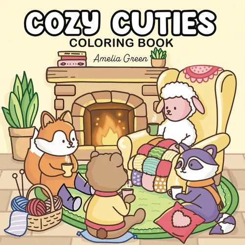 Cozy Cuties: Coloring Book for Adults and Teens Featuring Adorable Animal Characters, Relaxing Hygge Moments and Comfy Scenes - Paperback