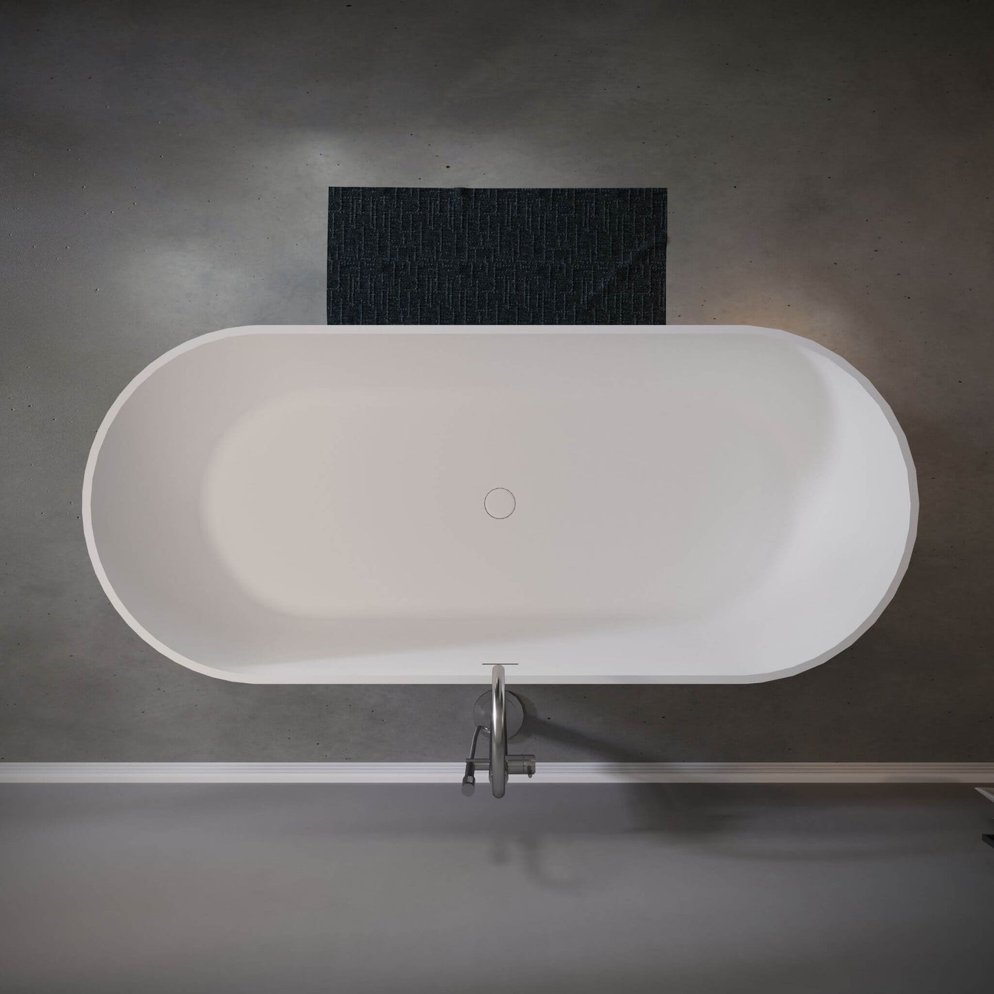 Nuvia 59-Inch Luxury Solid Surface Matte White Freestanding Soaking Tub (SAK95320)