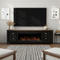 Nuvia 83-Inch Bourbon Black TV Stand With Fireplace And Glass Windowpane Doors (SAK40281)
