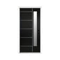 [36X80-Inch] Nuvia Black Modern Left Inswing Fiberglass Entry Door With Frosted Glass (SAK25849)