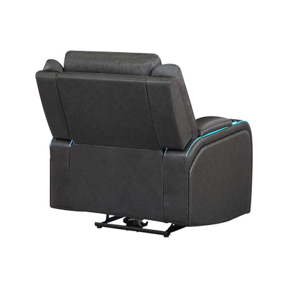 Nuvia Luxury Charcoal Upholstered Power Recliner Armchair With LED Lights (SAK16429)