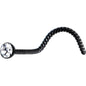 Clear 2mm Gem Inlay Black IP Twisted Left Nose Screw