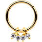 16G 5/16 Clear Gem Gold Tone Quartet Hinged Segment Ring
