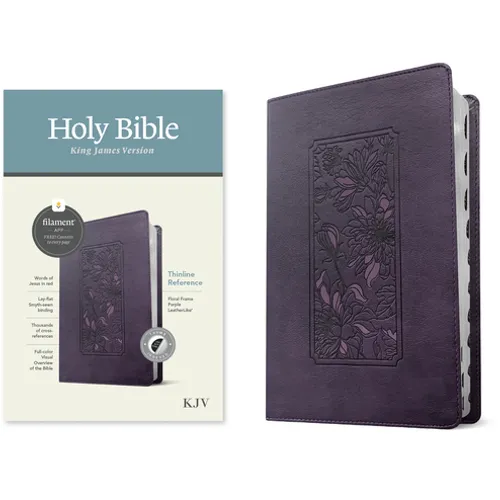 KJV Thinline Reference Bible, Filament Enabled (Leatherlike, Floral Frame Purple, Indexed, Red Letter) - Imitation Leather