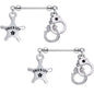 Handcrafted Sheriff Badge and Cuffs Dangle Nipple Ring Set