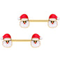 9/16 Gold PVD Santa Claus is Here Christmas Barbell Nipple Ring Set