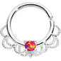 16G 5/16 Red Faux Opal Platinum Plated Seamless Circular Ring