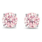 October Birthstone Pink 925 Sterling Silver Round Cz Stud Earring
