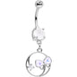 White Faux Opal Tie It In a Bow Dangle Belly Ring