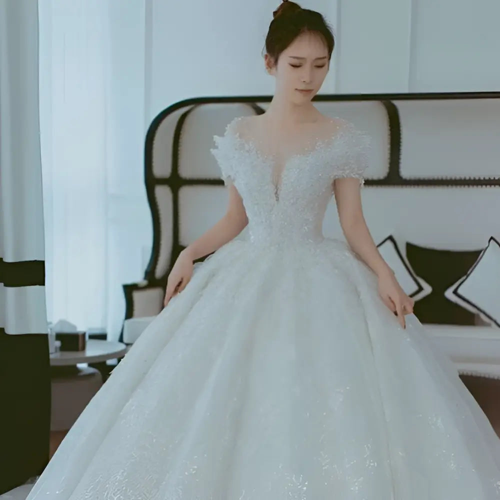 Off Shoulder Lace Wedding Dress