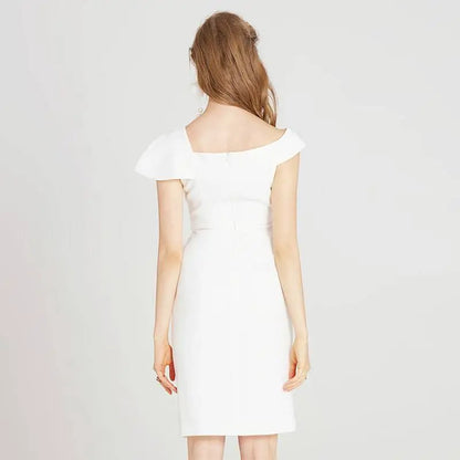 Off the Shoulder Split White Dress