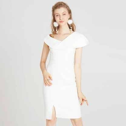 Off the Shoulder Split White Dress