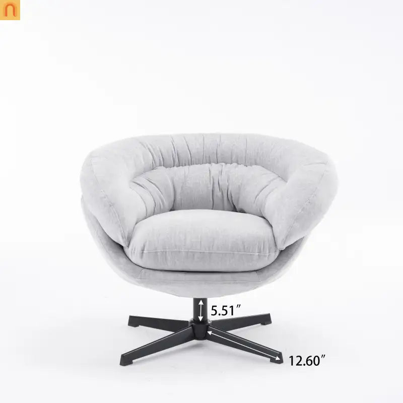 Accent Chair Swivel Chenille Gray 360 Degree Metal Base 33in